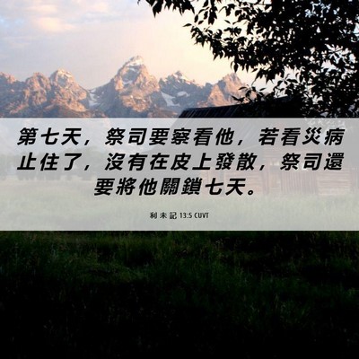 Picture 06 - 利 未 記 13:5 CUVT - 第 七 天 ， 祭 司 要 察 看 他 ， 若 - Bible Verse Picture