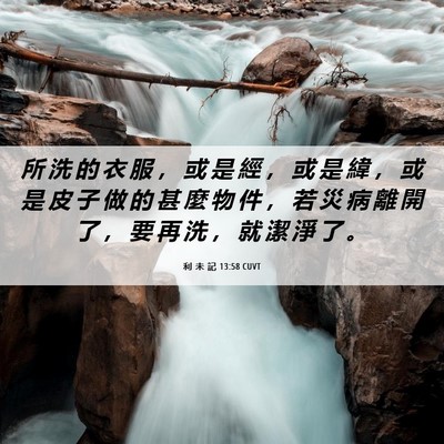 Picture 06 - 利 未 記 13:58 CUVT - 所 洗 的 衣 服 ， 或 是 經 ， 或 是 - Bible Verse Picture
