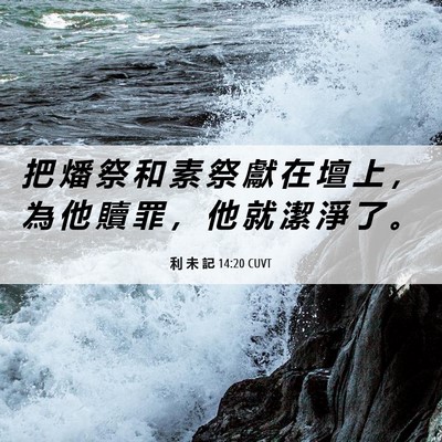 Picture 06 - 利 未 記 14:20 CUVT - 把 燔 祭 和 素 祭 獻 在 壇 上 ， 為 - Bible Verse Picture