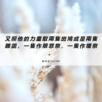 Picture 06 - 利 未 記 14:22 CUVT - 又 照 他 的 力 量 取 兩 隻 斑 鳩 或 - Bible Verse Picture