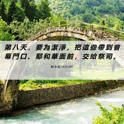 Picture 06 - 利 未 記 14:23 CUVT - 第 八 天 ， 要 為 潔 淨 ， 把 這 些 - Bible Verse Picture