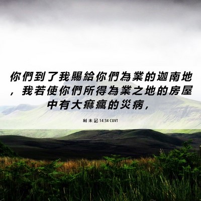 Picture 06 - 利 未 記 14:34 CUVT - 你 們 到 了 我 賜 給 你 們 為 業 的 - Bible Verse Picture