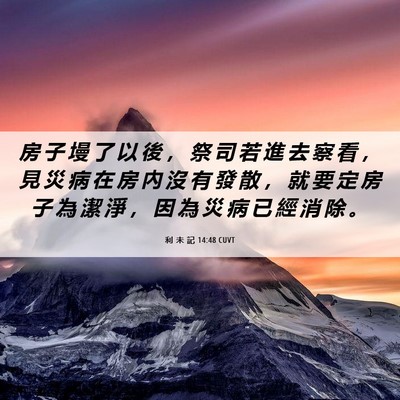 Picture 06 - 利 未 記 14:48 CUVT - 房 子 墁 了 以 後 ， 祭 司 若 進 去 - Bible Verse Picture