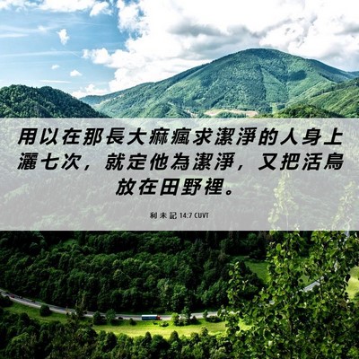 Picture 06 - 利 未 記 14:7 CUVT - 用 以 在 那 長 大 痲 瘋 求 潔 淨 的 - Bible Verse Picture