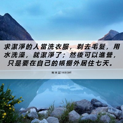 Picture 06 - 利 未 記 14:8 CUVT - 求 潔 淨 的 人 當 洗 衣 服 ， 剃 去 - Bible Verse Picture