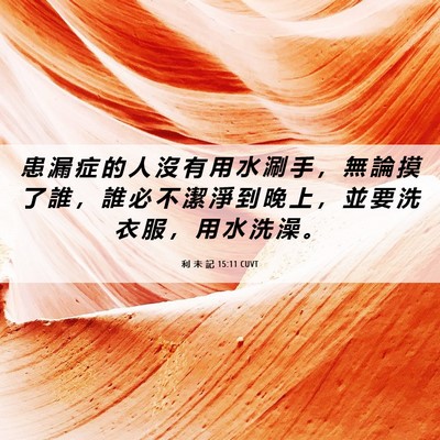 Picture 06 - 利 未 記 15:11 CUVT - 患 漏 症 的 人 沒 有 用 水 涮 手 ， - Bible Verse Picture