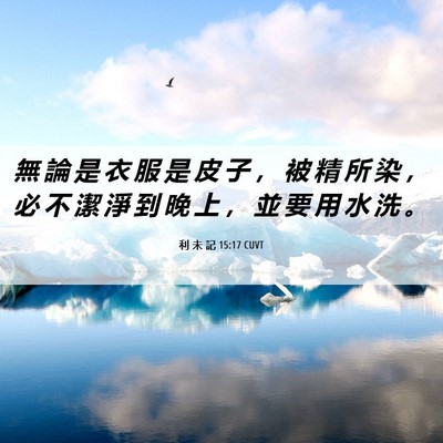 Picture 06 - 利 未 記 15:17 CUVT - 無 論 是 衣 服 是 皮 子 ， 被 精 所 - Bible Verse Picture