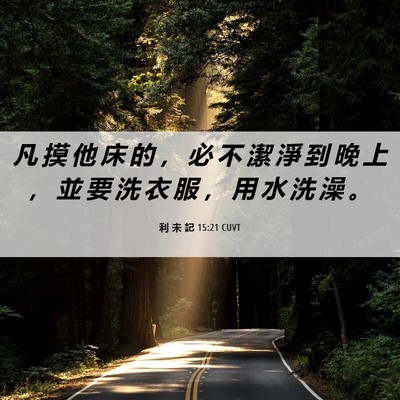 Picture 06 - 利 未 記 15:21 CUVT - 凡 摸 他 床 的 ， 必 不 潔 淨 到 晚 - Bible Verse Picture