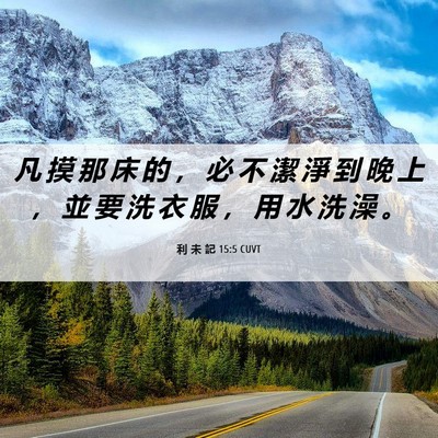 Picture 06 - 利 未 記 15:5 CUVT - 凡 摸 那 床 的 ， 必 不 潔 淨 到 晚 - Bible Verse Picture