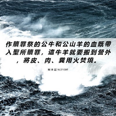 Picture 06 - 利 未 記 16:27 CUVT - 作 贖 罪 祭 的 公 牛 和 公 山 羊 的 - Bible Verse Picture