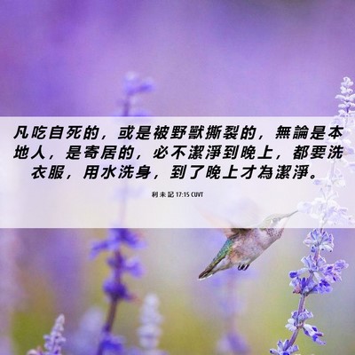 Picture 06 - 利 未 記 17:15 CUVT - 凡 吃 自 死 的 ， 或 是 被 野 獸 撕 - Bible Verse Picture