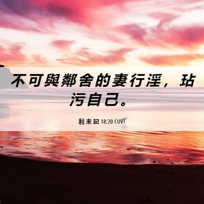 Picture 06 - 利 未 記 18:20 CUVT - 不 可 與 鄰 舍 的 妻 行 淫 ， 玷 污 - Bible Verse Picture