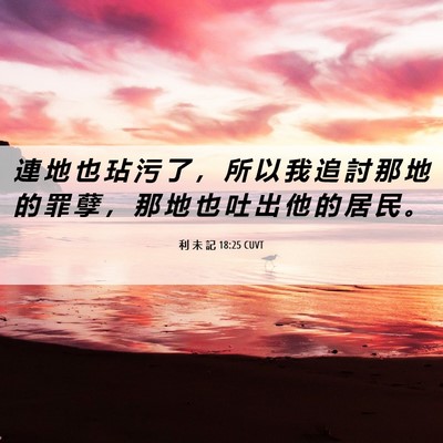 Picture 06 - 利 未 記 18:25 CUVT - 連 地 也 玷 污 了 ， 所 以 我 追 討 - Bible Verse Picture