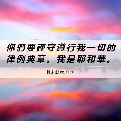Picture 06 - 利 未 記 19:37 CUVT - 你 們 要 謹 守 遵 行 我 一 切 的 律 - Bible Verse Picture