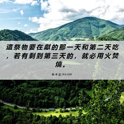 Picture 06 - 利 未 記 19:6 CUVT - 這 祭 物 要 在 獻 的 那 一 天 和 第 - Bible Verse Picture