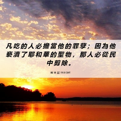Picture 06 - 利 未 記 19:8 CUVT - 凡 吃 的 人 必 擔 當 他 的 罪 孽 ； - Bible Verse Picture