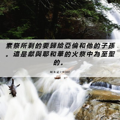 Picture 06 - 利 未 記 2:10 CUVT - 素 祭 所 剩 的 要 歸 給 亞 倫 和 他 - Bible Verse Picture