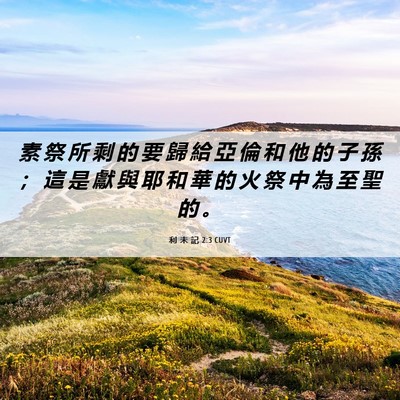 Picture 06 - 利 未 記 2:3 CUVT - 素 祭 所 剩 的 要 歸 給 亞 倫 和 他 - Bible Verse Picture