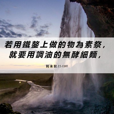 Picture 06 - 利 未 記 2:5 CUVT - 若 用 鐵 鏊 上 做 的 物 為 素 祭 ， - Bible Verse Picture