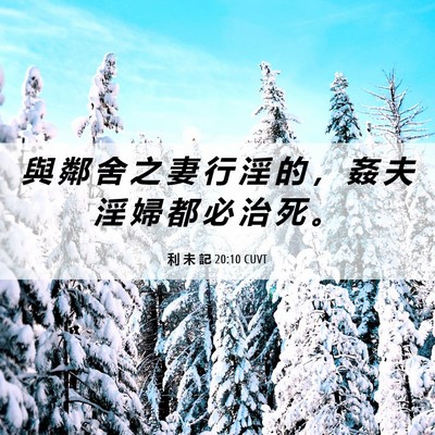 Picture 06 - 利 未 記 20:10 CUVT - 與 鄰 舍 之 妻 行 淫 的 ， 姦 夫 淫 - Bible Verse Picture