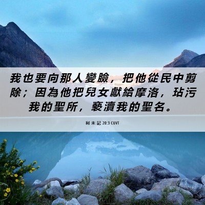 Picture 06 - 利 未 記 20:3 CUVT - 我 也 要 向 那 人 變 臉 ， 把 他 從 - Bible Verse Picture