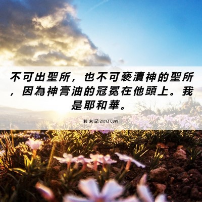Picture 06 - 利 未 記 21:12 CUVT - 不 可 出 聖 所 ， 也 不 可 褻 瀆 神 - Bible Verse Picture