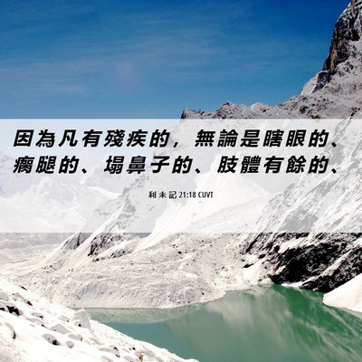 Picture 06 - 利 未 記 21:18 CUVT - 因 為 凡 有 殘 疾 的 ， 無 論 是 瞎 - Bible Verse Picture