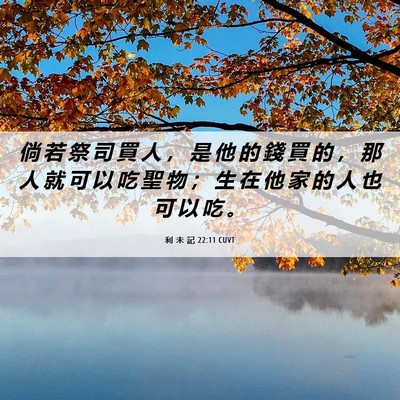 Picture 06 - 利 未 記 22:11 CUVT - 倘 若 祭 司 買 人 ， 是 他 的 錢 買 - Bible Verse Picture