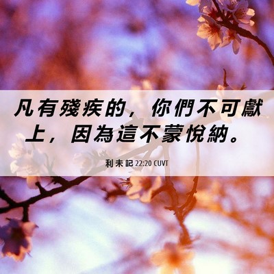 Picture 06 - 利 未 記 22:20 CUVT - 凡 有 殘 疾 的 ， 你 們 不 可 獻 上 - Bible Verse Picture