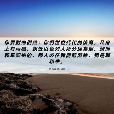 Picture 06 - 利 未 記 22:3 CUVT - 你 要 對 他 們 說 ： 你 們 世 世 代 - Bible Verse Picture