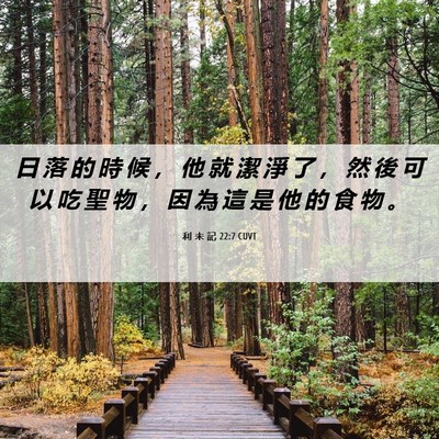 Picture 06 - 利 未 記 22:7 CUVT - 日 落 的 時 候 ， 他 就 潔 淨 了 ， - Bible Verse Picture