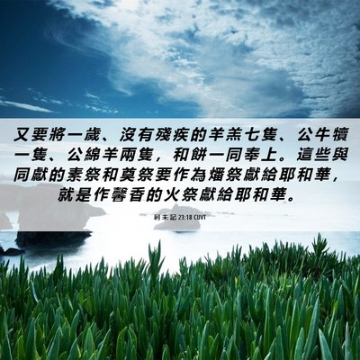Picture 06 - 利 未 記 23:18 CUVT - 又 要 將 一 歲 、 沒 有 殘 疾 的 羊 - Bible Verse Picture