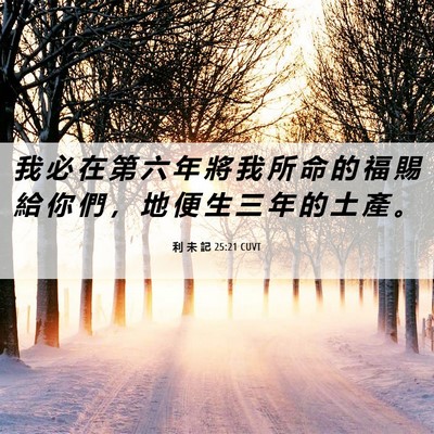 Picture 06 - 利 未 記 25:21 CUVT - 我 必 在 第 六 年 將 我 所 命 的 福 - Bible Verse Picture