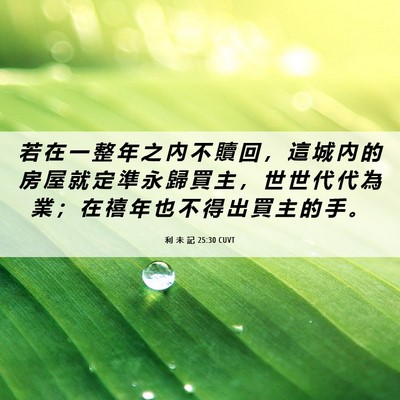 Picture 06 - 利 未 記 25:30 CUVT - 若 在 一 整 年 之 內 不 贖 回 ， 這 - Bible Verse Picture