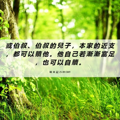 Picture 06 - 利 未 記 25:49 CUVT - 或 伯 叔 、 伯 叔 的 兒 子 ， 本 家 - Bible Verse Picture