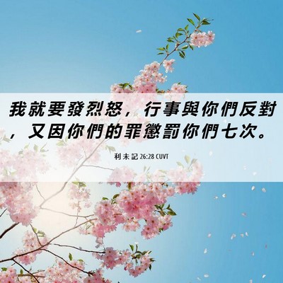 Picture 06 - 利 未 記 26:28 CUVT - 我 就 要 發 烈 怒 ， 行 事 與 你 們 - Bible Verse Picture