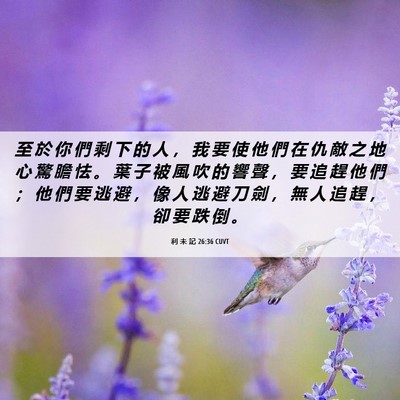 Picture 06 - 利 未 記 26:36 CUVT - 至 於 你 們 剩 下 的 人 ， 我 要 使 - Bible Verse Picture