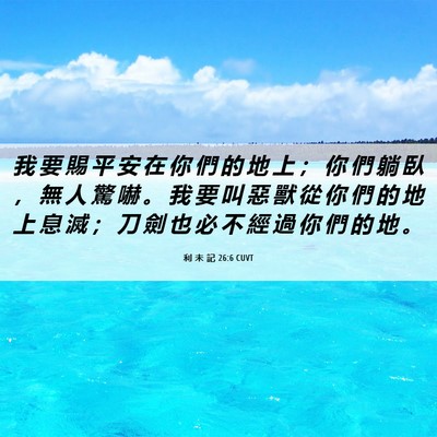 Picture 06 - 利 未 記 26:6 CUVT - 我 要 賜 平 安 在 你 們 的 地 上 ； - Bible Verse Picture