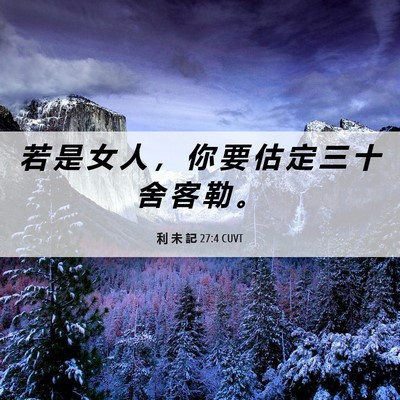 Picture 06 - 利 未 記 27:4 CUVT - 若 是 女 人 ， 你 要 估 定 三 十 舍 - Bible Verse Picture