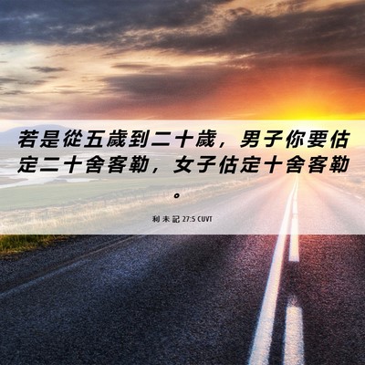 Picture 06 - 利 未 記 27:5 CUVT - 若 是 從 五 歲 到 二 十 歲 ， 男 子 - Bible Verse Picture