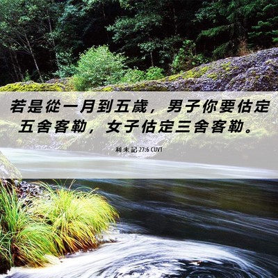 Picture 06 - 利 未 記 27:6 CUVT - 若 是 從 一 月 到 五 歲 ， 男 子 你 - Bible Verse Picture