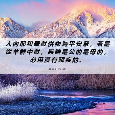 Picture 06 - 利 未 記 3:6 CUVT - 人 向 耶 和 華 獻 供 物 為 平 安 祭 - Bible Verse Picture