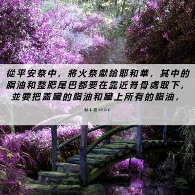 Picture 06 - 利 未 記 3:9 CUVT - 從 平 安 祭 中 ， 將 火 祭 獻 給 耶 - Bible Verse Picture