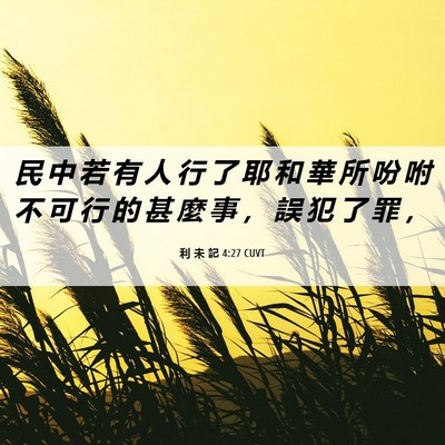 Picture 06 - 利 未 記 4:27 CUVT - 民 中 若 有 人 行 了 耶 和 華 所 吩 - Bible Verse Picture