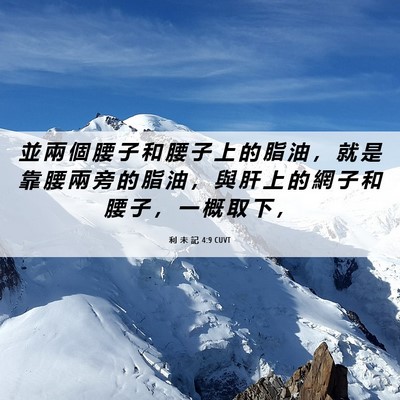 Picture 06 - 利 未 記 4:9 CUVT - 並 兩 個 腰 子 和 腰 子 上 的 脂 油 - Bible Verse Picture