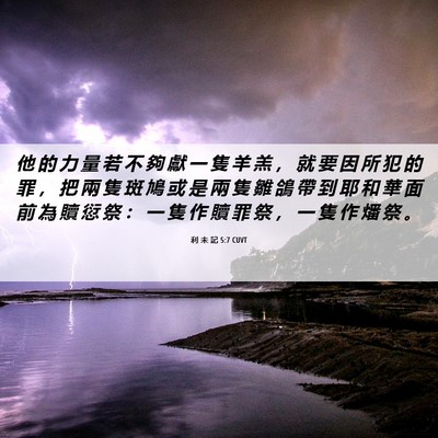 Picture 06 - 利 未 記 5:7 CUVT - 他 的 力 量 若 不 夠 獻 一 隻 羊 羔 - Bible Verse Picture