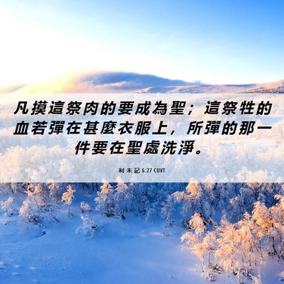 Picture 06 - 利 未 記 6:27 CUVT - 凡 摸 這 祭 肉 的 要 成 為 聖 ； 這 - Bible Verse Picture