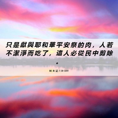 Picture 06 - 利 未 記 7:20 CUVT - 只 是 獻 與 耶 和 華 平 安 祭 的 肉 - Bible Verse Picture
