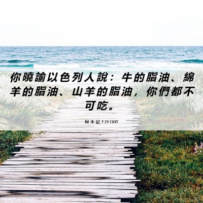 Picture 06 - 利 未 記 7:23 CUVT - 你 曉 諭 以 色 列 人 說 ： 牛 的 脂 - Bible Verse Picture