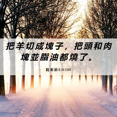 Picture 06 - 利 未 記 8:20 CUVT - 把 羊 切 成 塊 子 ， 把 頭 和 肉 塊 - Bible Verse Picture